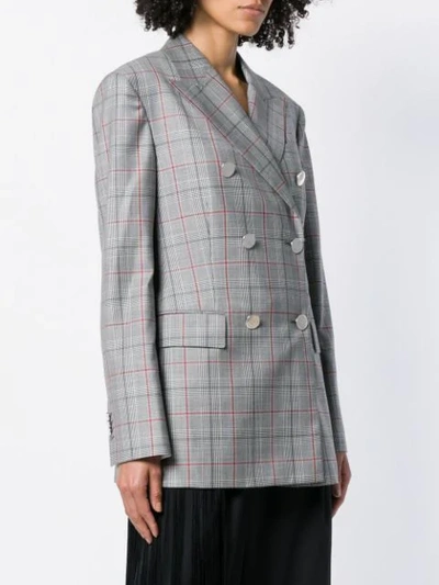 Calvin Klein 205w39nyc Double-breasted Prince Of Wales Checked Wool Blazer In Grey