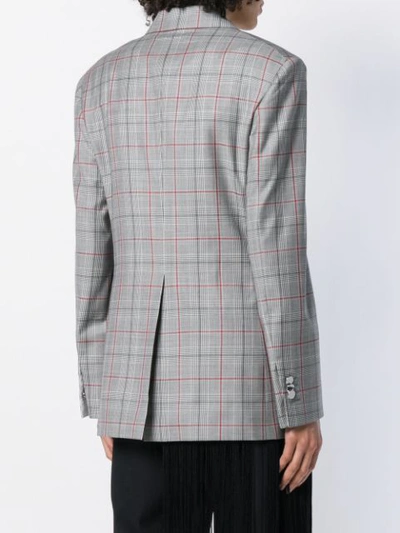 Calvin Klein 205w39nyc Double-breasted Prince Of Wales Checked Wool Blazer In Grey