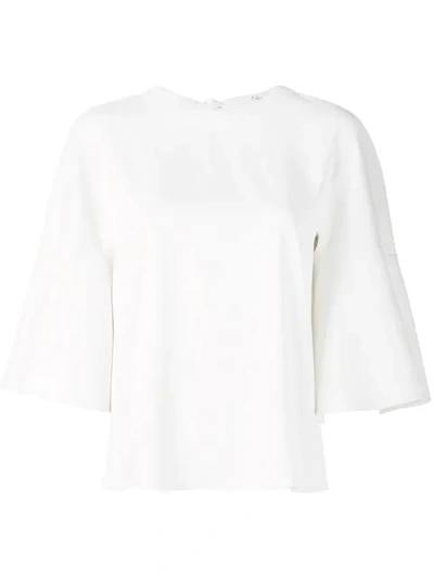 Shop Tibi Chalky Drape Ruffle Sleeve Top In White
