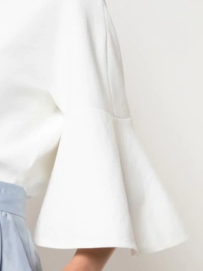 Shop Tibi Chalky Drape Ruffle Sleeve Top In White