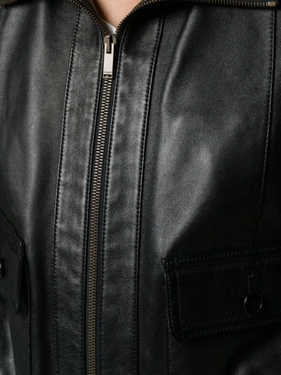 Shop Saint Laurent Zipped Biker Jacket - Black