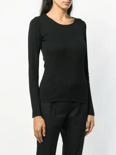 Shop Yohji Yamamoto Long-sleeve Fitted Sweater - Black