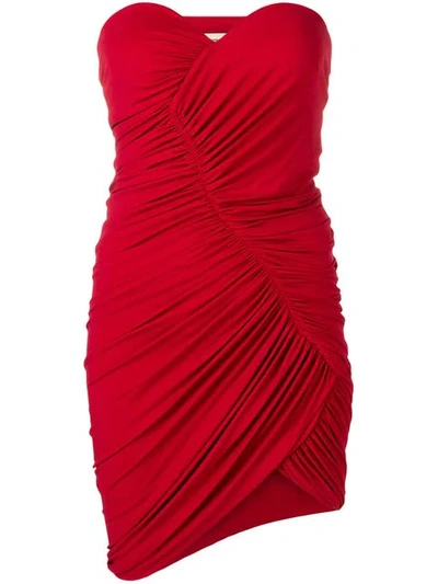 Shop Alexandre Vauthier Strapless Ruched Mini Dress In Ruby