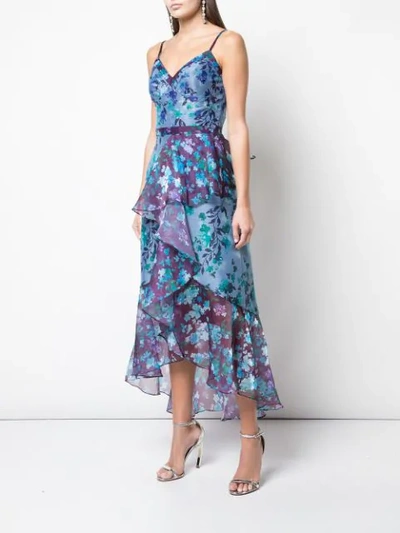 Shop Marchesa Notte Floral Cocktail Dress In Blue