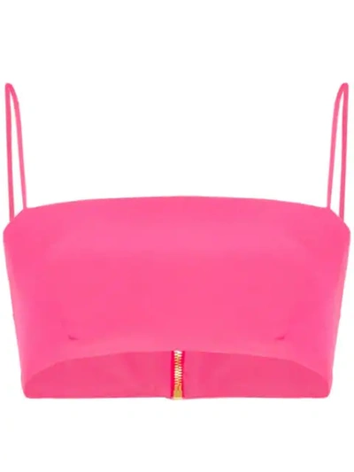 Shop Versace Sleeveless Satin Bralette In Pink