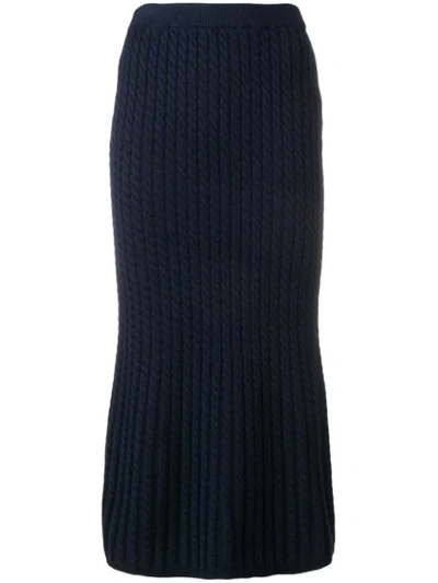 Shop Alessandra Rich Cable Knit Tube Skirt - Blue