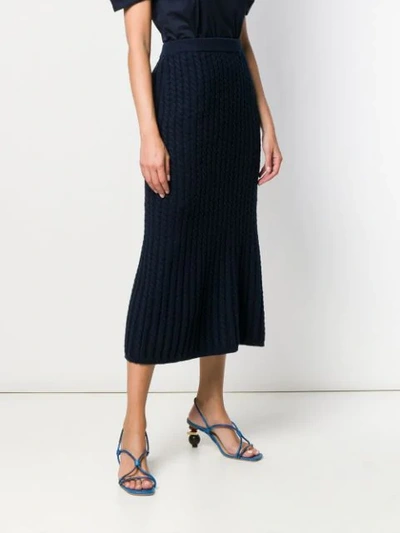 Shop Alessandra Rich Cable Knit Tube Skirt - Blue