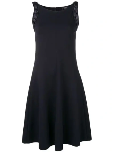 Shop Emporio Armani Pleated Detail Dress In Blue