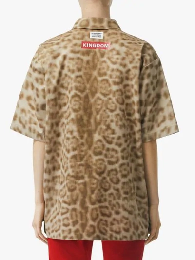 Shop Burberry Short-sleeve Animal Print Shirt In Neutrals