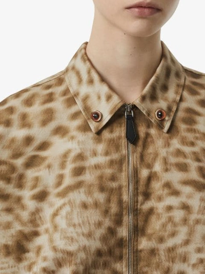 Shop Burberry Short-sleeve Animal Print Shirt In Neutrals