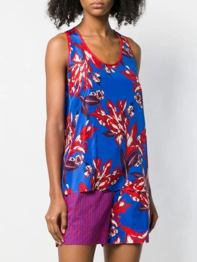 Shop P.a.r.o.s.h Floral Print Tank Top In Blue