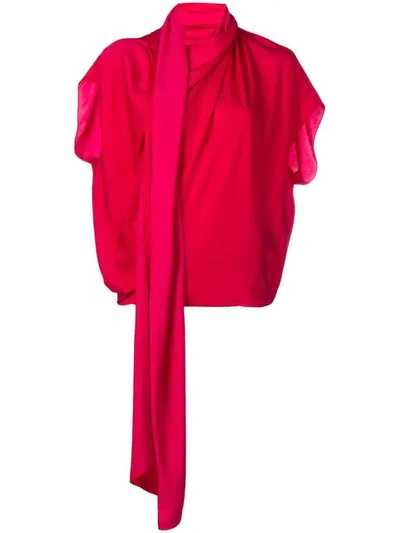 Shop Poiret Pleated Blouse In Red