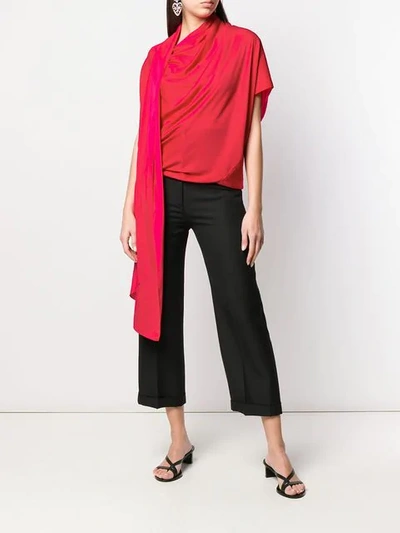 Shop Poiret Pleated Blouse In Red