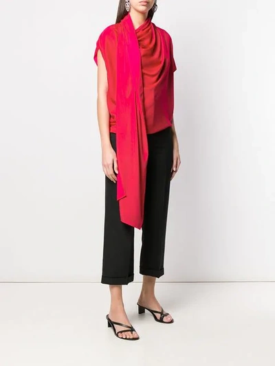 Shop Poiret Pleated Blouse In Red