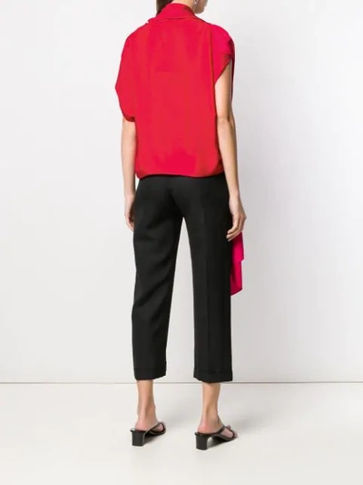 Shop Poiret Pleated Blouse In Red
