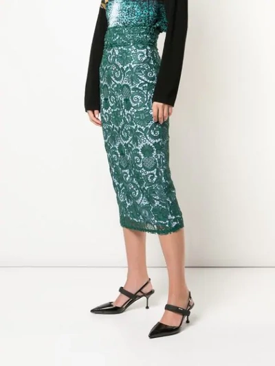 Shop N°21 Patterned Pencil Skirt In Green
