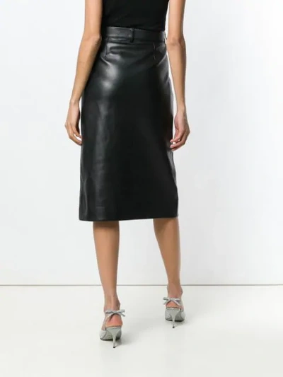 Shop Balenciaga Lambskin Pencil Skirt In Black