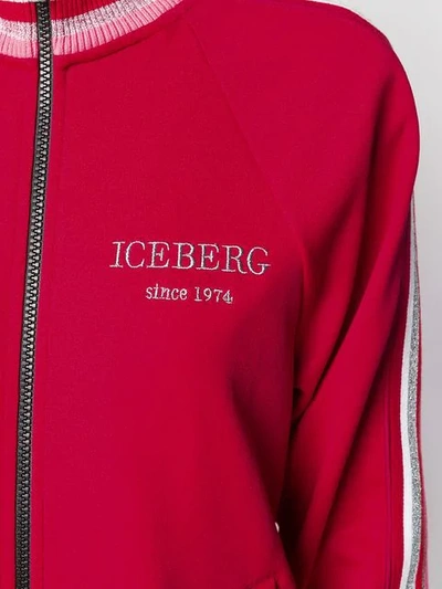 Shop Iceberg Logo Print Sports Jacket - Red