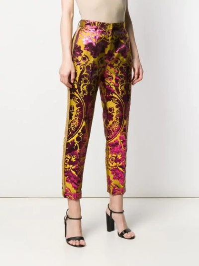 Shop Dolce & Gabbana Slim Jacquard Trousers In Pink