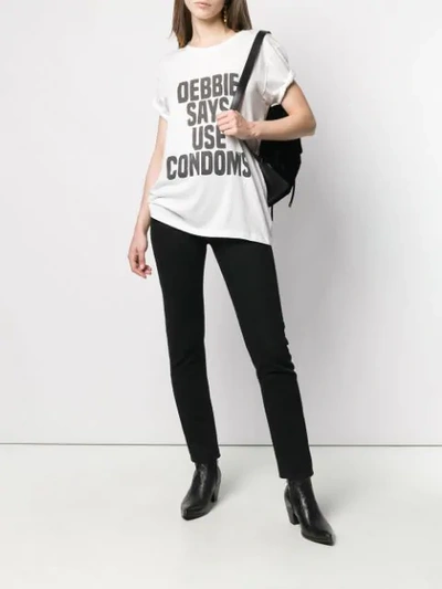 Shop Saint Laurent Debbie Says Use Condoms T-shirt In White