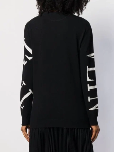 Shop Valentino Vltn Knitted Jumper In 0na Black