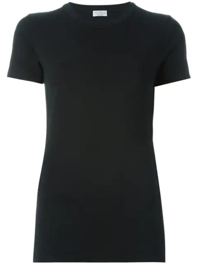 Brunello Cucinelli Silk Crew-neck T-shirt In Black