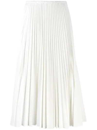 Shop Fendi Pleated Midi Skirt In White