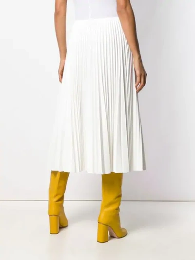 Shop Fendi Pleated Midi Skirt In White