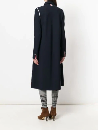 Shop Thom Browne Contrast Cover-stitched A-line Shirtdress In Milano Tech - Blue