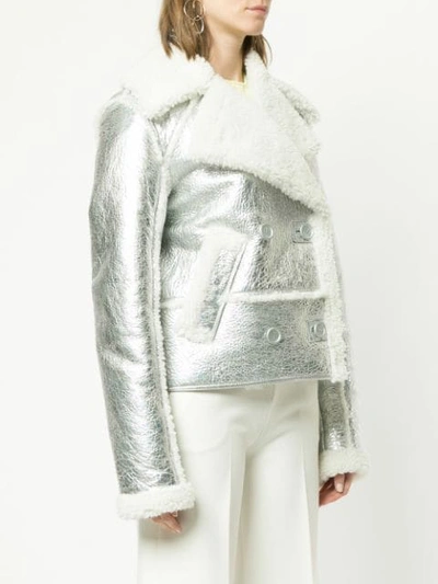 Shop Sies Marjan Metallic Faux Shearling Biker Jacket