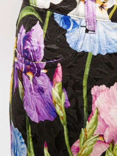 Shop Dolce & Gabbana Iris Print Flared Trousers In Black