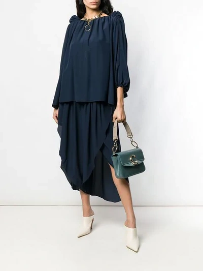 Shop Chloé Ruched Loose Top In Blue