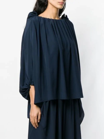 Shop Chloé Ruched Loose Top In Blue