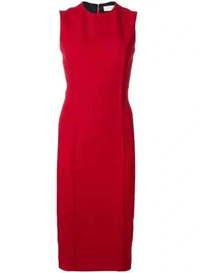 Shop Victoria Beckham Curve Seam Fitted Dress In Red