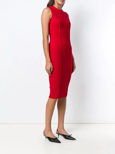 Shop Victoria Beckham Curve Seam Fitted Dress In Red