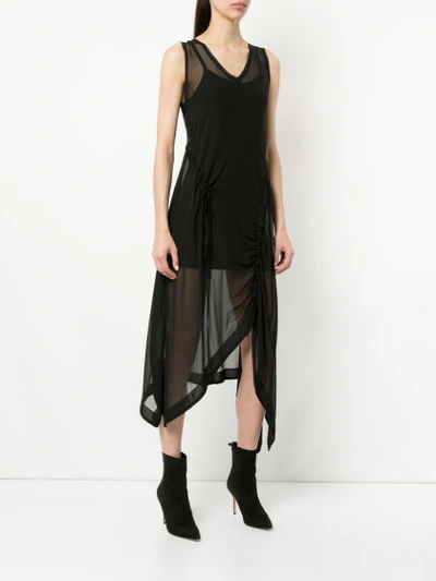 Shop Taylor Sheer Draped Midi Dress In Black