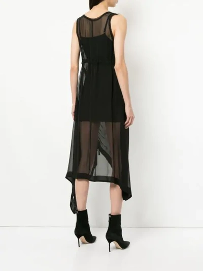 Shop Taylor Sheer Draped Midi Dress In Black