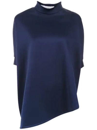Shop Gloria Coelho Asymmetric Blouse In Blue