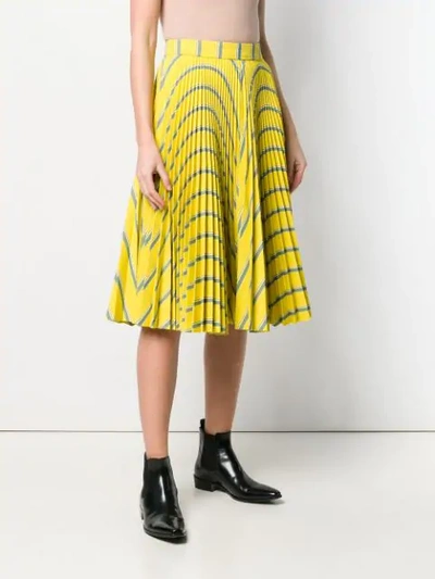 Shop Calvin Klein 205w39nyc Striped Pleated Flared Skirt In Yellow
