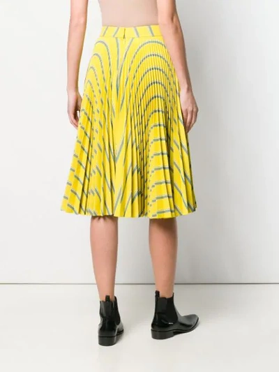 Shop Calvin Klein 205w39nyc Striped Pleated Flared Skirt In Yellow