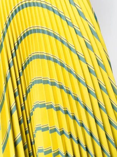 Shop Calvin Klein 205w39nyc Striped Pleated Flared Skirt In Yellow