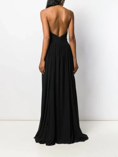 Shop Dundas Plunge Beaded Brooch Gown In Black