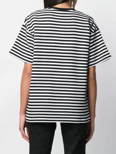 Shop N°21 Striped Logo Print T-shirt In Black ,white