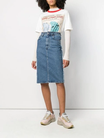 Shop Acne Studios Denim Pencil Skirt In Blue