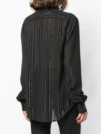 Shop Saint Laurent Lurex Stripe Sheer Shirt In Black