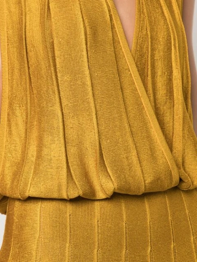 Shop Cushnie Sleeveless Pleated Midi Dress In Yellow