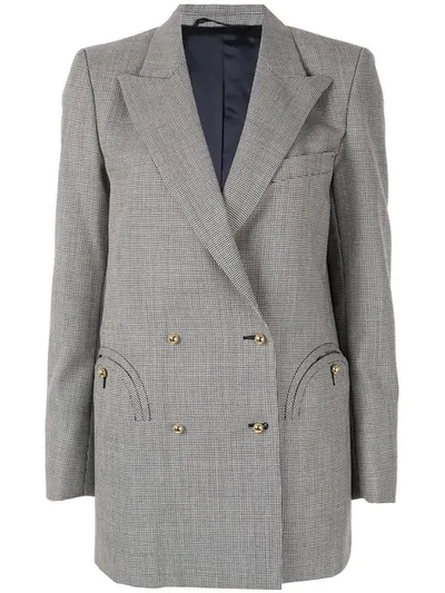 Shop Blazé Milano Micro Check Double Breasted Jacket In Grey