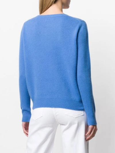 ALLUDE LONG-SLEEVE FITTED SWEATER - 蓝色