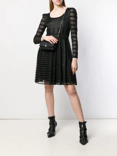 Shop Alexander Mcqueen Stripe Panelled Mini Dress In 1000z Black