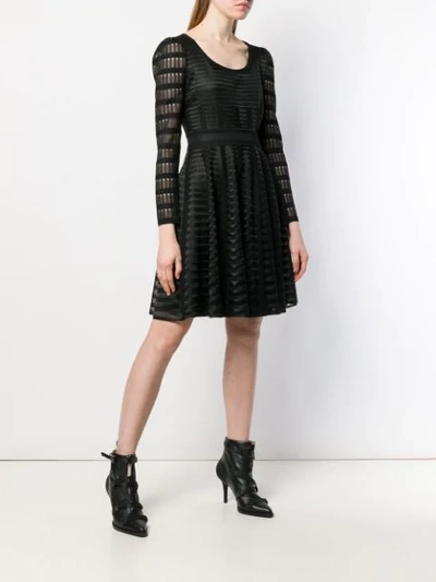 Shop Alexander Mcqueen Stripe Panelled Mini Dress In 1000z Black